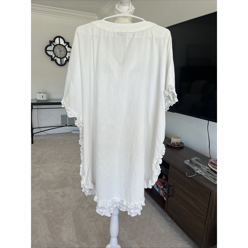 DRAWSTRINGS OF MALIBU White Beach Coverup Dress Sz M/L Cotton V Neck Basic - Picture 5 of 9